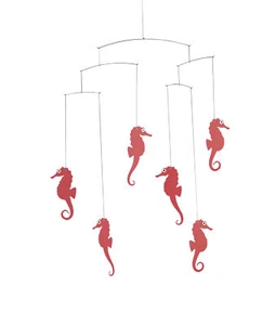 Flensted Black Seahorse Modern Hanging Baby Mobile Decor Red Blue Black Danish - Picture 1 of 6