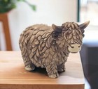 Hughie Highland Cow wood effect ornament by Lesser & Pavey (13cm)