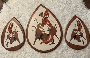3 PIECE MID CENTURY BELART BULLFIGHTER PLAQUES - Picture 1 of 6