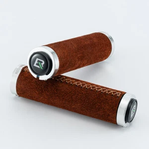 ROCKBROS Retro Real Leather Bicycle Handlebar Grips Non-slip Brown Bike Grips - Picture 1 of 13