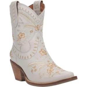 BOTAS OCCIDENTALES DINGO DAMAS PRÍMULA BORDADO FLORAL BLANCAS DI748 7,5 M NUEVAS - Imagen 1 de 8