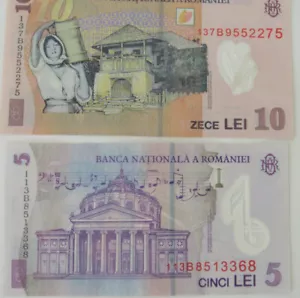 Romania: Set 10 lei 2008 and 5 Lei 2006 UNC Condition! - Picture 1 of 8