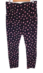 CAbi Black Pink Print Lean Leggings Pull-On #4142 - Size Large - Picture 1 of 6