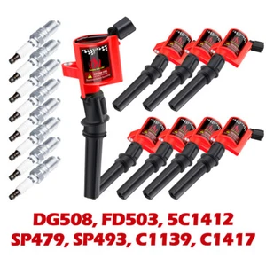 8 Pack DG508 Ignition Coils & Spark Plugs For Ford F150 Lincoln Mercury SP493 US - Picture 1 of 12
