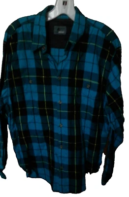 NWOT Lizwear Woman  Blue & Black Plaid Button Up  L/S 100% Cotton Shirt M EUC - Image 1 of 3