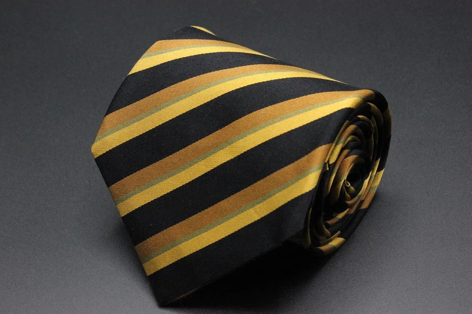 XMI Platinum Silk Tie. Brown with Black Stripes. - Image 1 of 4