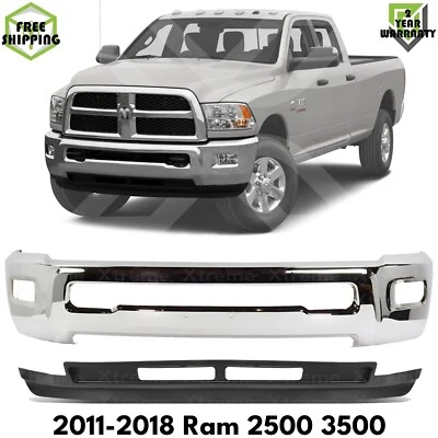 Front Bumper Face Bar Chrome & Valance Textured Kit For 2011-2018 Ram 2500 3500 Foto 1 de 4