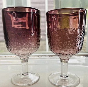 Pottery Barn Purple Ombre Crackle Textured Water Goblet Honeycomb Rare Glass-2 - Picture 1 of 14