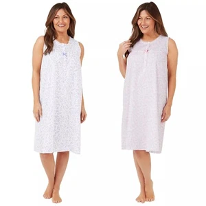 Ladies Sleeveless Poly Cotton Floral Nightie Nightdress - Picture 1 of 1