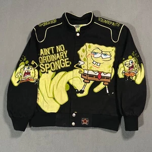 Spongebob Squarepants JH Design Vintage Y2K Youth Kids Racing Jacket Coat M 7-8 - Picture 1 of 14
