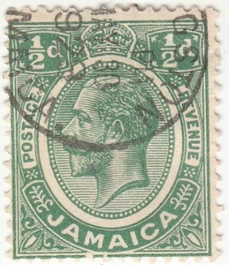 JAMAICA 1921-1927 KGV 1/2D Green SG 92 Used - Picture 1 of 2