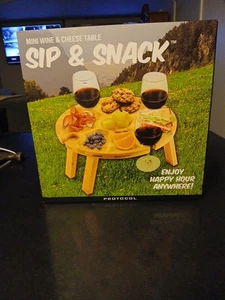 Wine Glass Charcuterie Board Holder Picnic Table Small Foldable Transportable - Picture 1 of 2