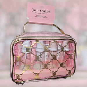 Neu mit Etikett Juicy Couture Reiseset durchsichtige Kosmetiktasche und 4 Flaschen TSA-zugelassen Y2K - Bild 1 von 3