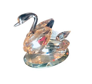 Scatola statuina vintage Crystal World Swan su specchio sfaccettata piccola - Foto 1 di 5