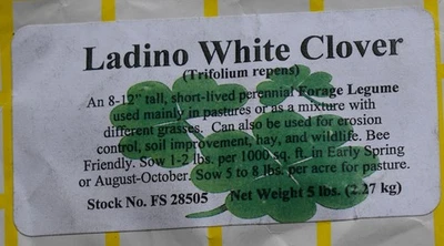 Semilla de trébol blanco ladino WYATT-QUARLES NC 5 lb legumbre forrajera perenne Foto 1 de 4