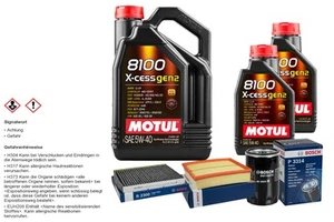 BOSCH Inspektionspaket 7L MOTUL 8100 X-CESS 5W-40 für VW Passat Variant 2.0 1.6 - Bild 1 von 12