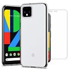 For Google Pixel 4 XL Case Clear Slim Gel Cover & Glass Screen Protector (6.3")