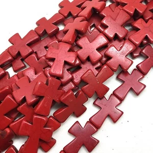 Large Cross Bead Howlite Turquoise 35mm 50mm Yellow Black White Orange 8pcs - Picture 1 of 44