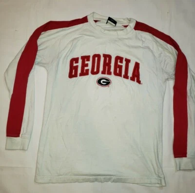 Georgia Bulldogs Old Varsity Long Sleeve T-Shirt Mens Med Red White Stitched Tee - Image 1 of 4