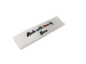 Made with Love by Nana Labels - Flat 15x50 - 40 Pack - Sew On - Picture 1 of 1