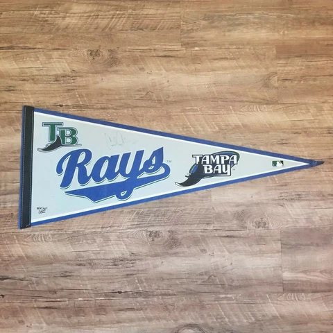 Tampa Bay Rays MLB Baseball 12" X 30" Felt Pennant Flag, Carl Crawford Signature Cover