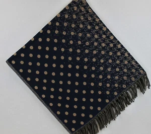 Vintage Ahujasons Acrylic Blend Large Scarf Shawl Wrap Blanket Tan Navy 1983" - Picture 1 of 7