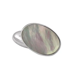 Sterling Silver Mother Of Pearl Double-Sided Oval Cufflinks - Picture 1 of 4