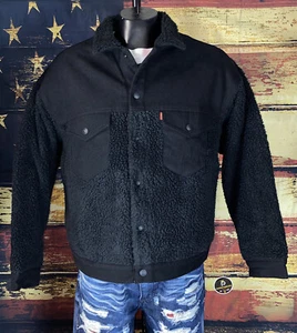 Giacca jeans uomo LEVIS Big E SHERPA TRAPUNTATA FODERATA TRUCKER DENIM NERO NUOVA CON ETICHETTE taglia M - Foto 1 di 10