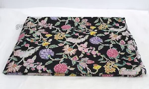 5 Yards Cotton Screen Printed Black Multi Floral Fabric Sewing Clothing Voile - Foto 1 di 6