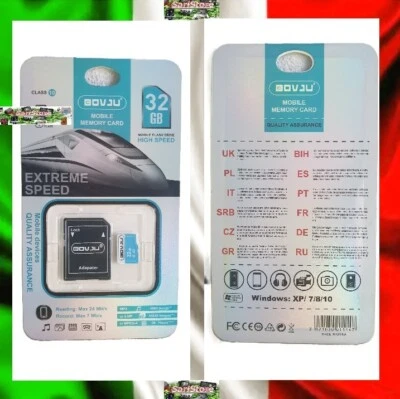 Scheda Micro SD 32GB Classe 10 + Adattatore Alta Velocità per Foto Video PC - Immagine 1 di 2
