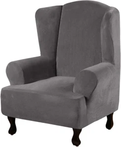 Wingback Chair Covers Velvet Plush Wing Chair Slipcover 1 Piece High Stretch Win - Picture 1 of 8