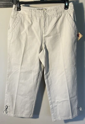 Pantalones capri Caribbean Joe Hurricane de sarga de algodón - para mujer talla 10 NUEVO Foto 1 de 4