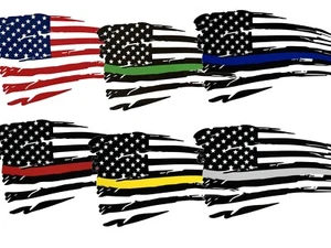 American Flag with Colored Stripe Car Sticker Decal Emblem 7 x 4 inch - Picture 1 of 20