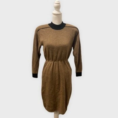 St John винтажный ретро коричневый и черный опрятный парижский свитер платье, размер 4 - Изображение 1 из 4