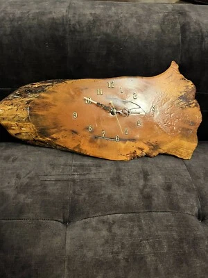 MCM HAND MADE WOOD WALL CLOCK/TREE/VINTAGE/PALM SPRINGS - Image 1 of 4