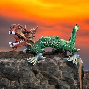 Große Drachen Statue Holz Drache Skulptur Drachen Figur Deko Zuhause 9,5" - Bild 1 von 3
