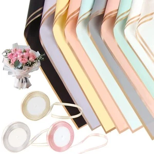 60 Sheet Gold Edge Flower Wrapping Paper10 Colors Waterproof Florist Bouquet ... - Picture 1 of 7