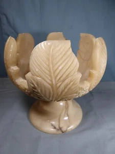 Large and heavy vintage Alabaster / marble / onyx Centrepiece Vase - Picture 1 of 9