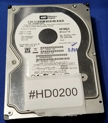 160GB 5400RPM - Western Digital WD1600JS-22NCB1 3.5" Hard Disk Drive - Image 1 of 2