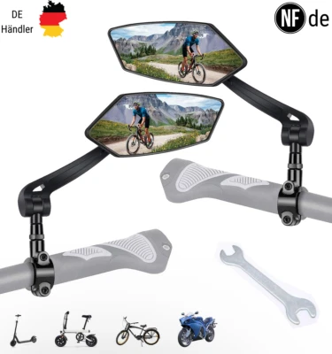 NFDE Fahrradspiegel E-Bike Rückspiegel Spiegel Fahrrad 1 Paar Rechts+Links MTB City