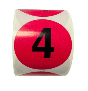 2" Round Number 4 Adhesive Inventory Numbering Labels 500 Per Roll (# 4 ) - Picture 1 of 4