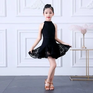 Kid Girl Sleeveless Lace Latin Dance Dress Salsa Dancewear Samba Performance New - Picture 1 of 12