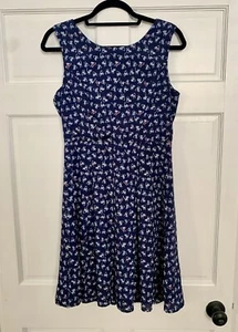 ModCloth Cat Print Dress Blue Size M - Picture 1 of 7