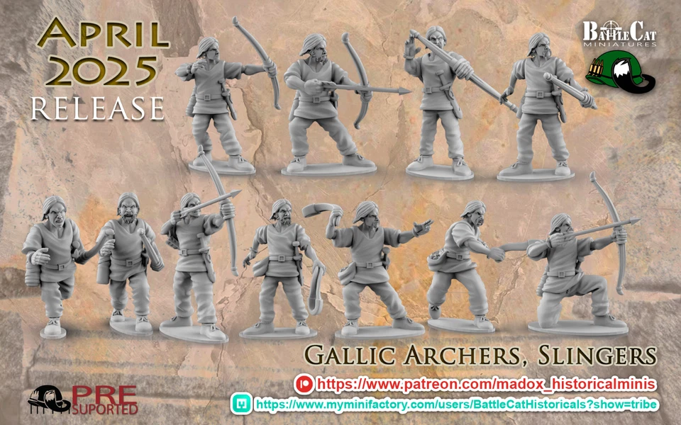 BATTLECAT 28mm Gallic Archers and Slingers - Gaul - Celts - Britons - Roman Mercenaries