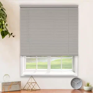 CHICOLOGY Grey Cordless Room Darkening Vinyl 1" Slat Mini Blind 36 W x 36 L in. - Picture 1 of 2