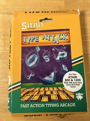 Very Rare TYPE ATTACK (Atari 800/1200) By Sirius VINTAGE Orig Box Disc Manual - Image 1 of 4