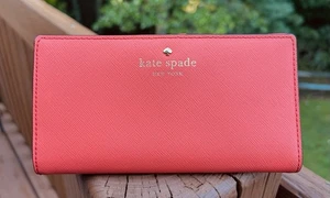 Kate Spade Madison große schmale Geldbörse aus Saffianoleder mit Doppelfaltung koralle/orange - Bild 1 von 9
