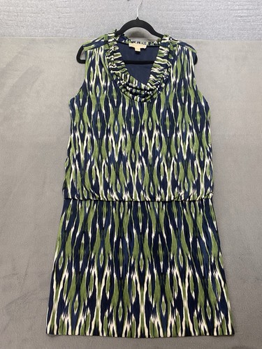 Abito donna Michael Kors grande motivo geometrico verde vita bassa