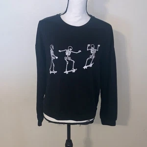 Shein Black Skeleton Graphic Woman’s pullover Sweater - Picture 1 of 6