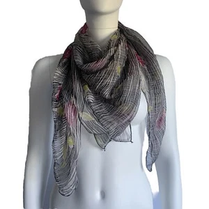 Bufanda CHIFFON Estampada Viscosa Gasa Sin Marca Rayas Con Estampado Rosa - Imagen 1 de 5